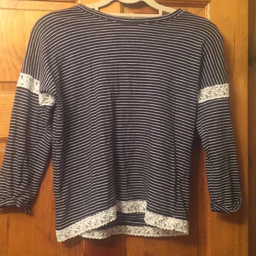 Navy and White Striped Shirt